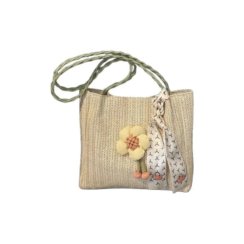 Dusen Kangaroo Fabric Shoulder Bag Regular Women's White/Khaki/Green-10