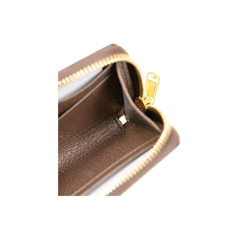 GUCCI Ophidia Canvas With Leather Cropped Zip Closure Wallet With Coin Purse Unisex Ebony/Brown-4