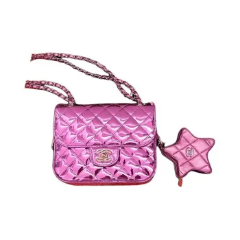 CHANEL Calfskin Combined With Lambskin Mouth Cover Bag Crossbody Bag Mini Women's Metal Purple
