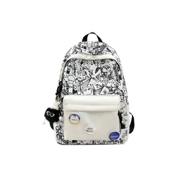 GEERDUN Nylon Backpack Regular Unisex Black/White/Black & White/White & Black