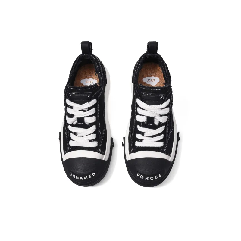 UNNAMED FORCES Cloud Summer Breathable Height Increasing Low Top Canvas Shoes Unisex Black-4