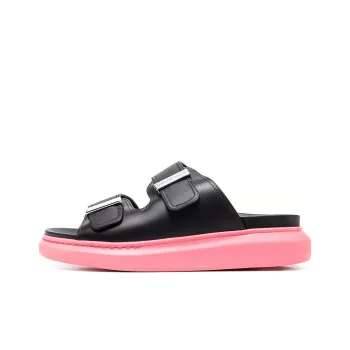 Alexander McQueen Hybrid Buckled Rubber Sandals Black Pink Women's