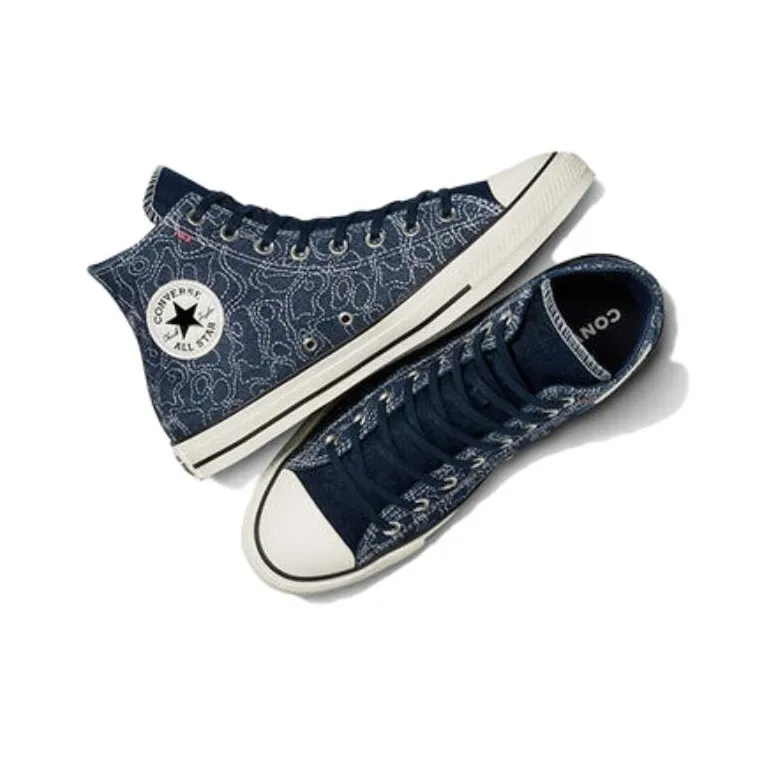 Converse Chuck Taylor All Star Anti Slip Wear Resistant Breathable Lightweight High Top Canvas Shoes Unisex Blue-4