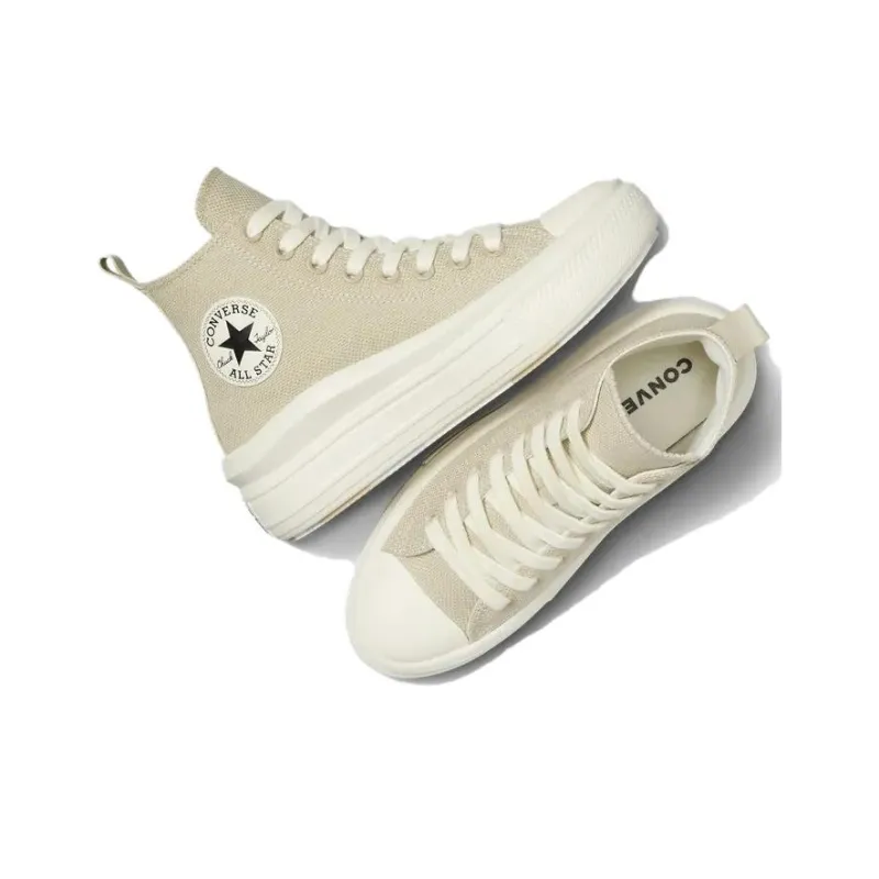 Converse All Star Move Anti Slip And Wear Resistant Coverage High Top Canvas Shoes Women's Beige-3