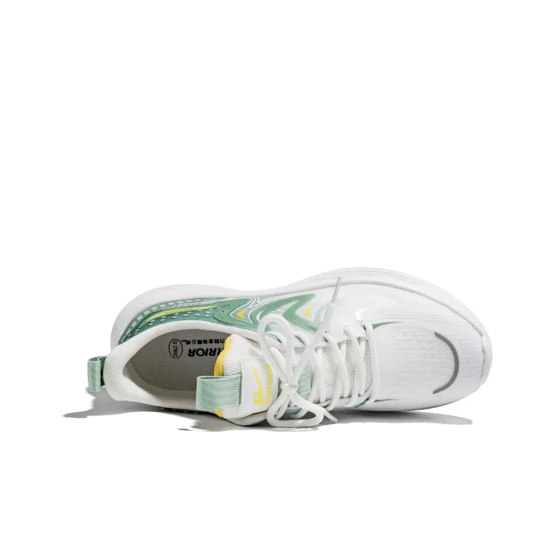 Warrior Cushioning Lightweight Height Increasing Low Top Running Shoes Men's White Green Yellow-2