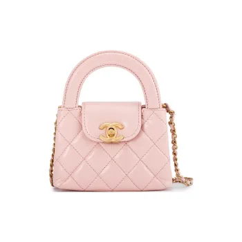 CHANEL Cow Leather Clutch, One Shoulder Handbag Extra Mini Women's Light Pink
