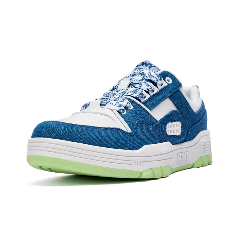 PONY M100 Anti Slip And Wear Resistant Breathable Low Top Skateboard Shoes Unisex Denim Blue-1