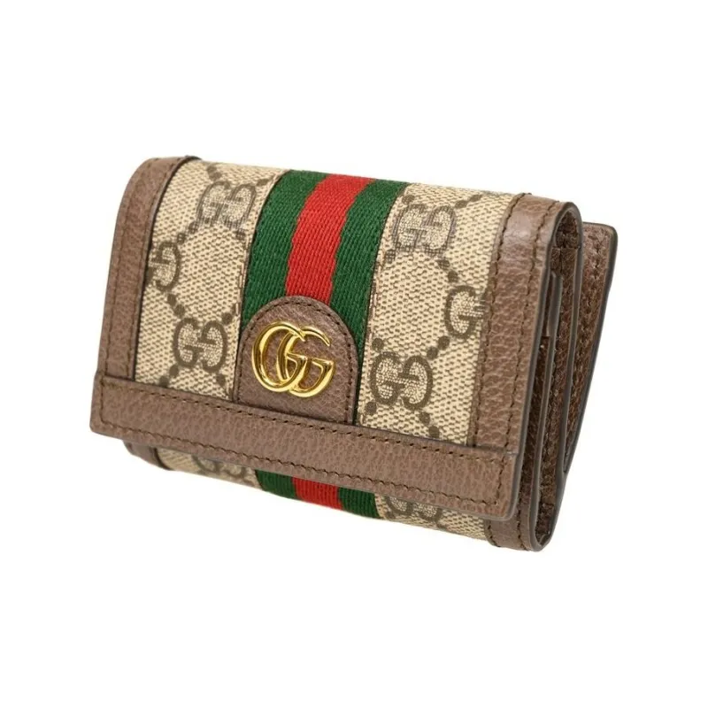 GUCCI Canvas With Leather Wallet Unisex Ebony/Brown-1