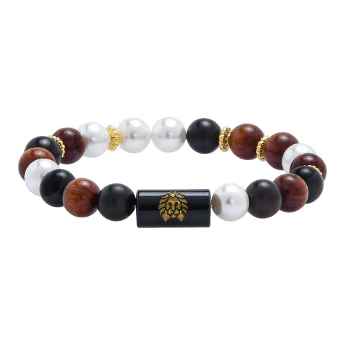 Rastaclat Shell Pearl Small Lion Chinese Style Beaded Bracelet Unisex Ebony