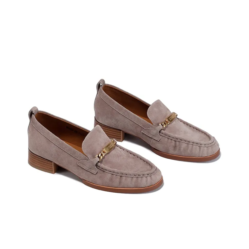 BELLALILY Loafers Women's Brown, Gray-3