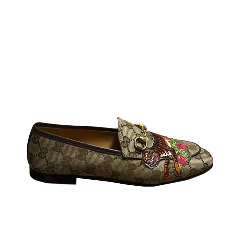 GUCCI Embroidered Round Toe Loafer Beige Women's-1