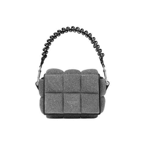 Kate Spade Boxxy Lambskin Leather Trim Handbag Shoulder Bag Crossbody Bag Women's Silver