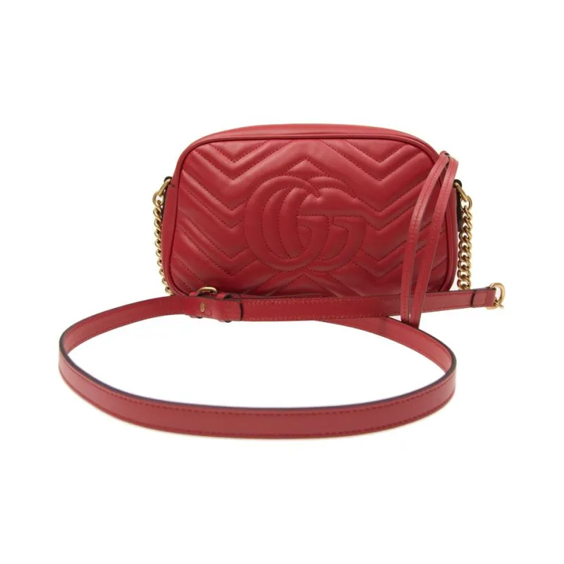 GUCCI GG Marmont Quilting Leather Camera Bags Crossbody Bags Shoulder Bags Women's Red-2