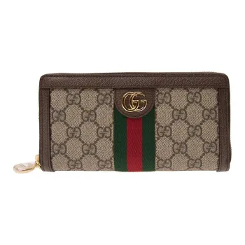 GUCCI Ophidia Canvas With Leather Wallet Unisex Ebony/Brown