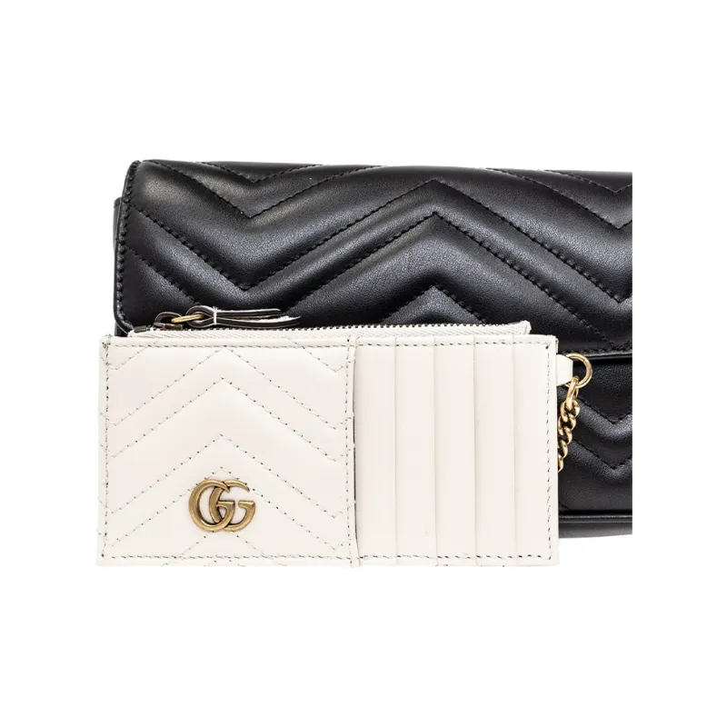 GUCCI GG Marmont Leather 2 in 1 Combo Bag Shoulder Bag Crossbody Bag Mini Women's Black/White-10