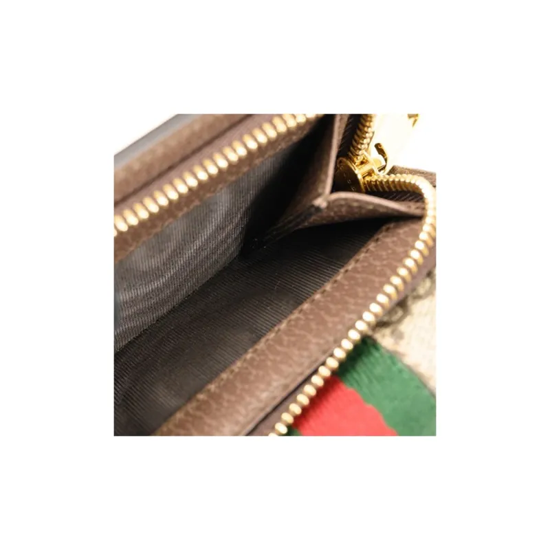 GUCCI Canvas With Leather Wallet Unisex Ebony/Brown-6