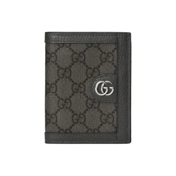 GUCCI Ophidia Supreme Canvas With Leather Wallet Men's Gray & Black