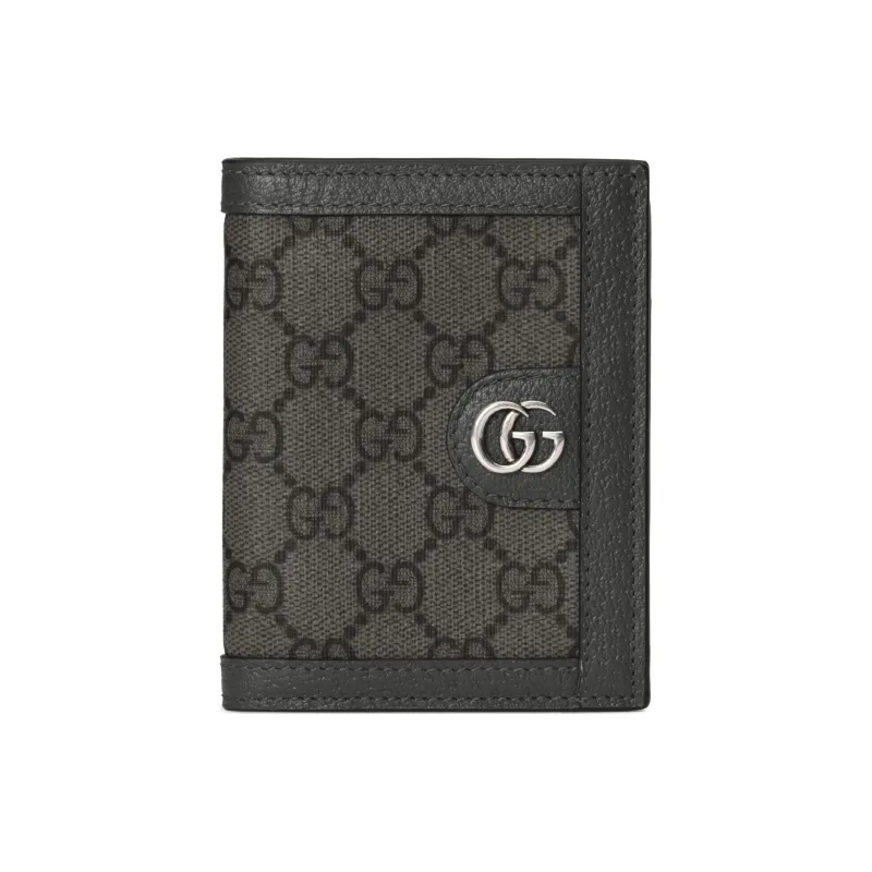 GUCCI Ophidia Supreme Canvas With Leather Wallet Men's Gray & Black-0