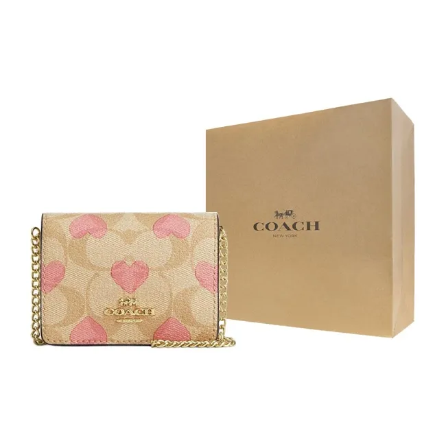 COACH PVC With Skin Clutch, Shoulder Bag, Crossbody Bag, Wallet Mini Women's Light Khaki & Chalk White-5