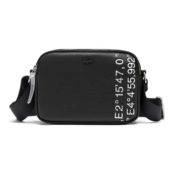 LACOSTE PU Small Square Bag Shoulder Bag Crossbody Bag Medium Size Unisex Black