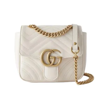GUCCI Marmont Leather Camera Bags Messenger Bag Crossbody Bag Shoulder Bag Women's White