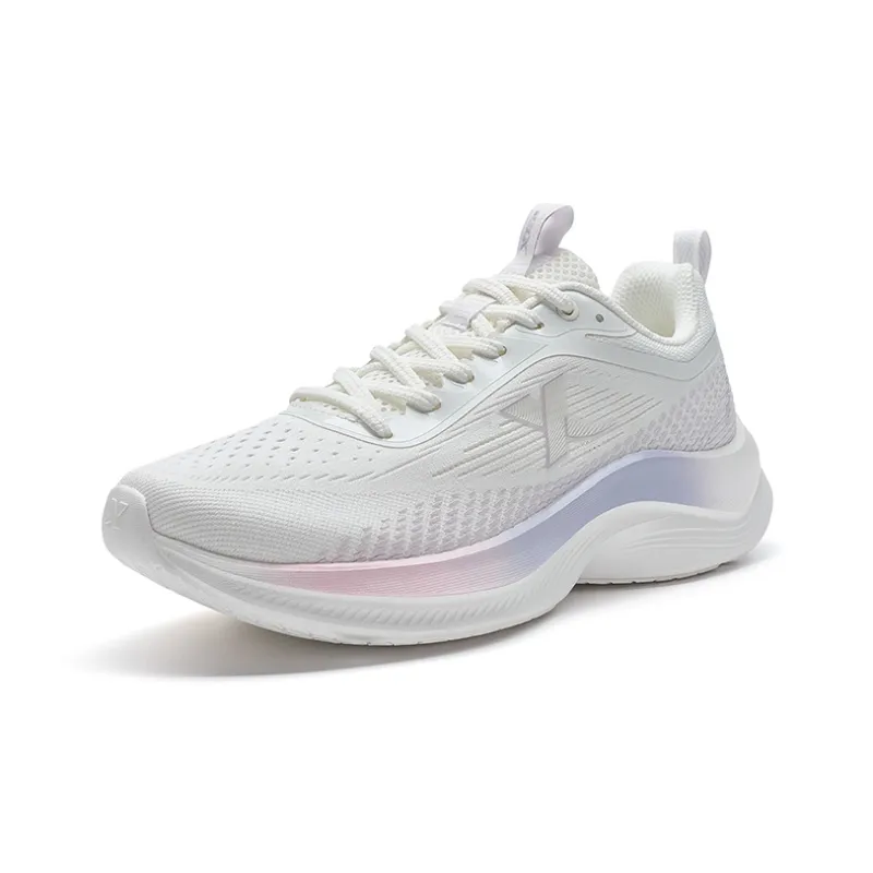 XTEP Feather Cushioning, Wear Resistant Low Top Sprint Running Shoes Women's Canvas White/Snow Cyan Purple-2