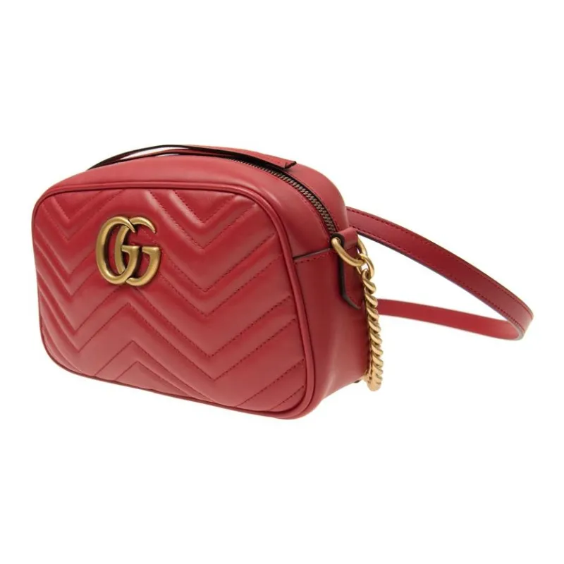 GUCCI GG Marmont Quilting Leather Camera Bags Crossbody Bags Shoulder Bags Women's Red-1