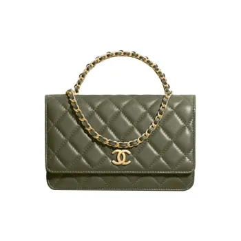 CHANEL Sheepskin With Gold Metal Kelly Bag Handbag Shoulder Crossbody Bag Wallet Regular Women's Cuban Green