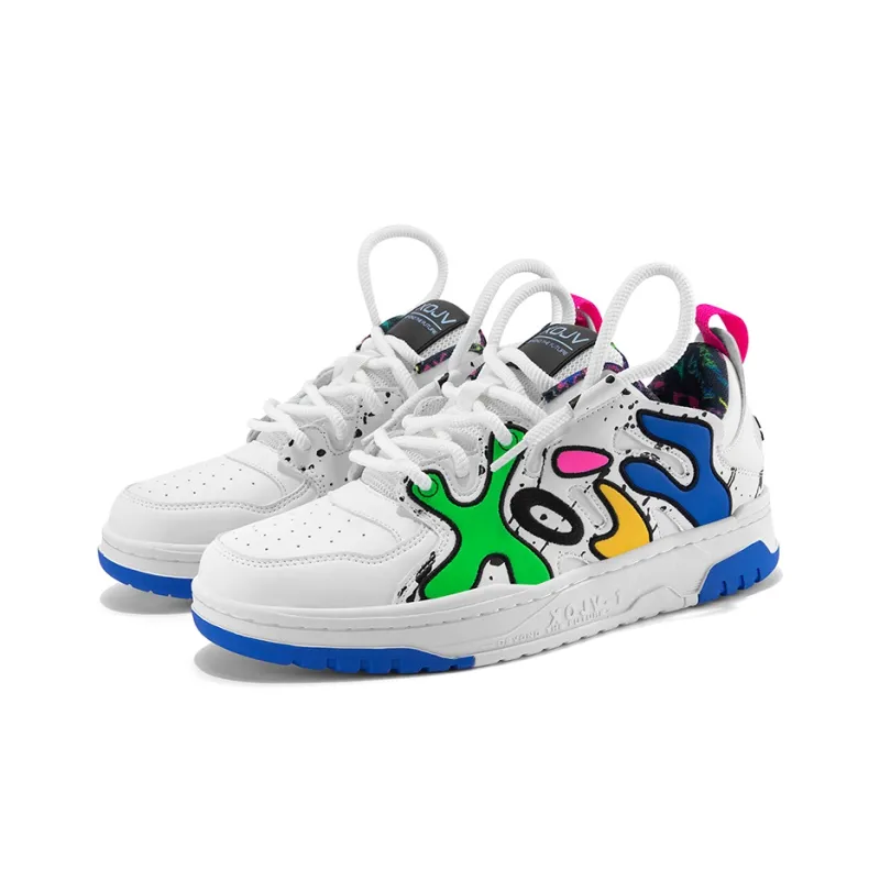 XOJV x BIGWASP Letter Puffy Shoes Anti Slip Wear Resistant Low Top Skateboard Shoes Unisex White Blue-2