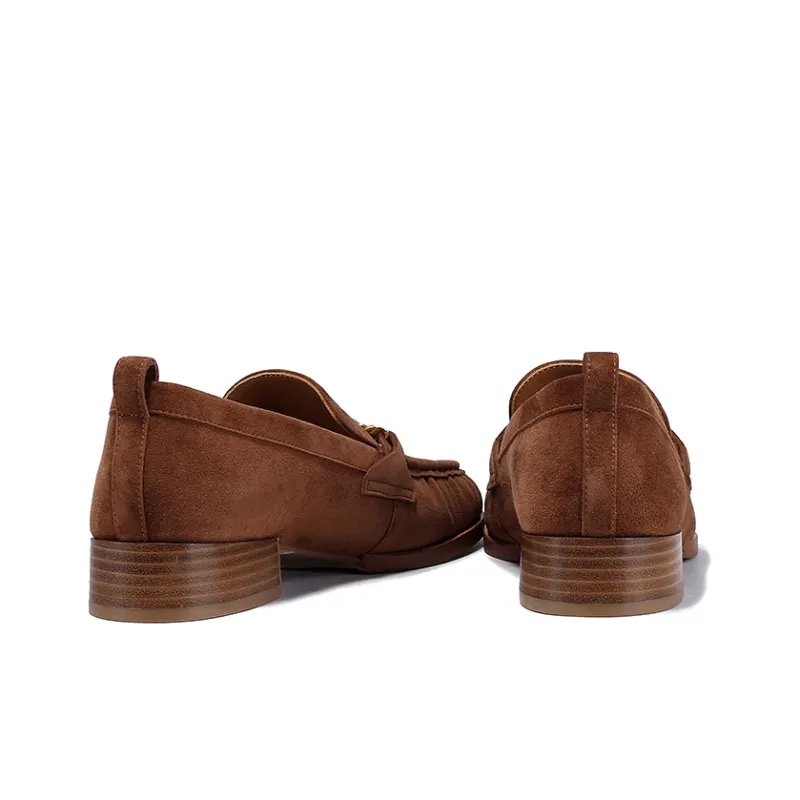 BELLALILY Loafers Women's Brown, Gray-9