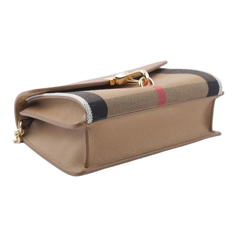 Burberry Canvas With Leather Crossbody Bag, Shoulder Bag Unisex Camel-3