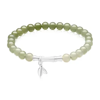 Best Wishes Sterling Silver Bracelets Unisex Pale Greenish-White Jade