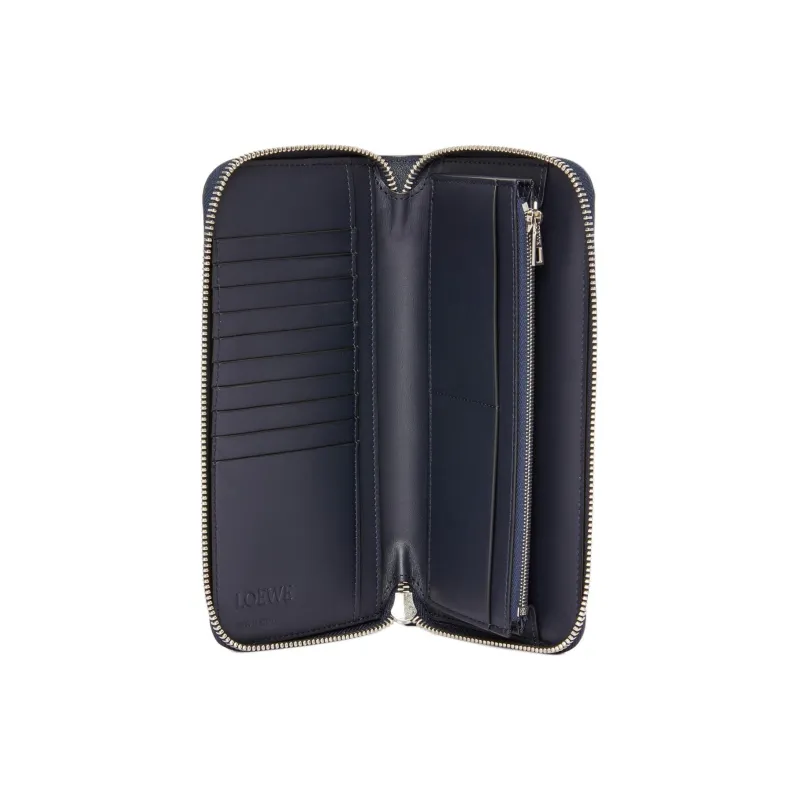 LOEWE Puzzle Cow Leather Wallet Men's Dark Marine Blue With Anthracite Accents-2