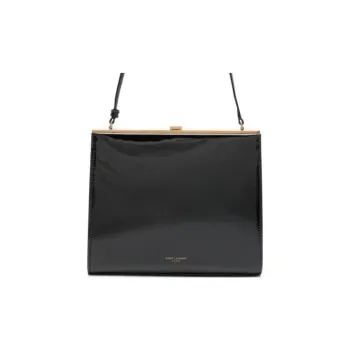 SAINT LAURENT LE ANNE-MARIE Calfskin Bonded Patent Leather Portable Crossbody Bag Shoulder Bag Women's Black