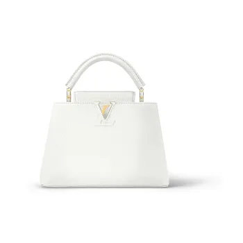 LOUIS VUITTON Capucines Taurillon Leather Handbag Detachable Shoulder Bag, Crossbody Bag Women's Snow