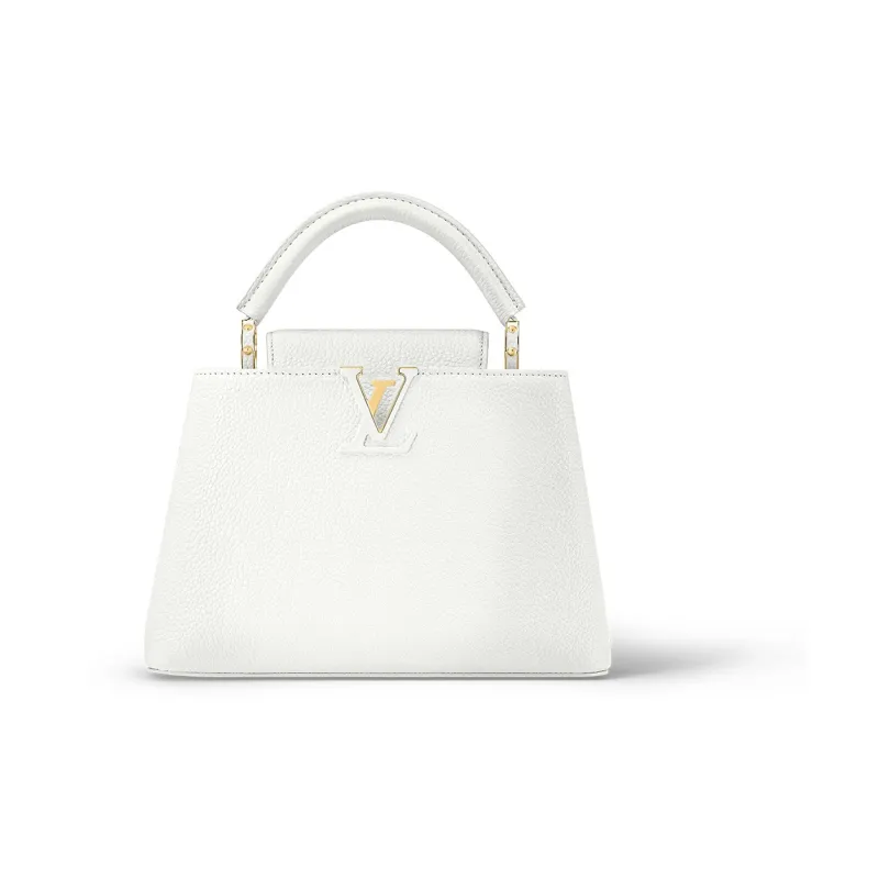 LOUIS VUITTON Capucines Taurillon Leather Handbag Detachable Shoulder Bag, Crossbody Bag Women's Snow-0