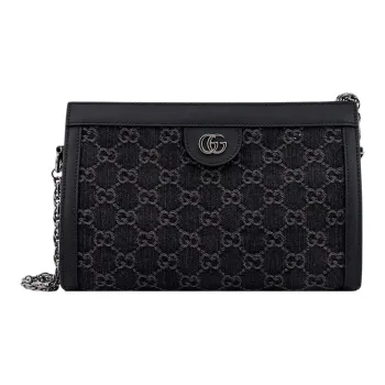 GUCCI Ophidia Denim Crossbody Bag Shoulder Bag Women's Black & Gray