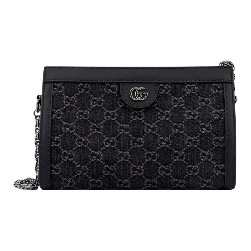 GUCCI Ophidia Denim Crossbody Bag Shoulder Bag Women's Black & Gray-0