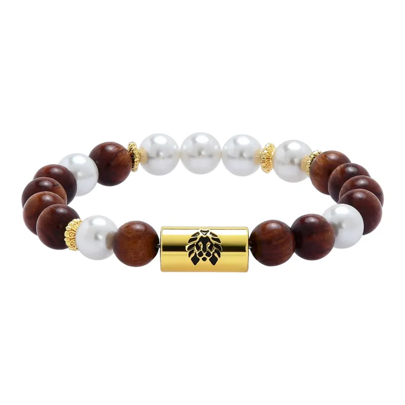 Rastaclat Shell Pearl Small Lion Chinese Style Beaded Bracelet Unisex Ebony-2