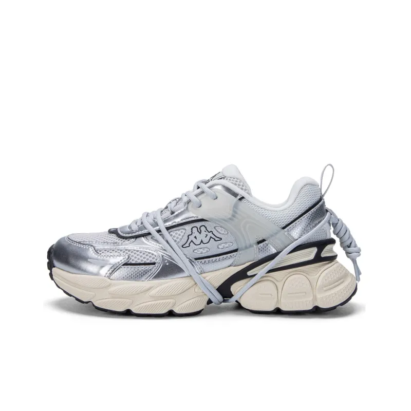 Kappa Anti-Slip And Wear-Resistant Breathable High-Top Chunky Sneakers Unisex Cool Gray Silver-0