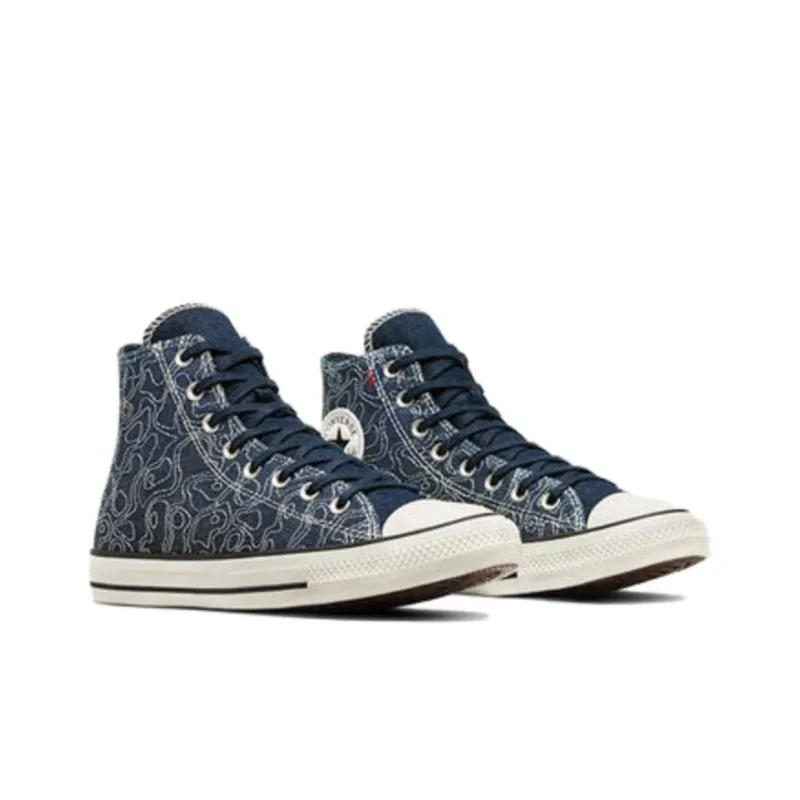 Converse Chuck Taylor All Star Anti Slip Wear Resistant Breathable Lightweight High Top Canvas Shoes Unisex Blue-2