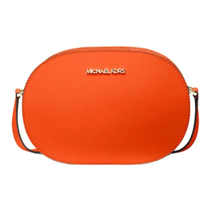 MICHAEL KORS Jet Set Travel Saffiano Leather Shoulder Bag Crossbody Bag Medium Size Women's Orange-0