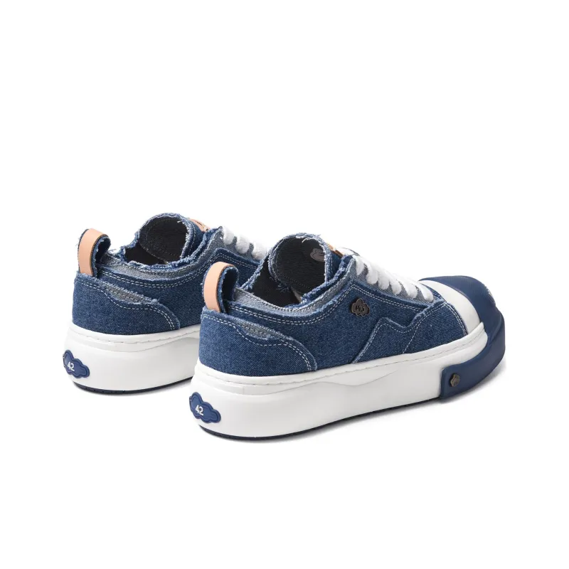 UNNAMED FORCES Cloud Breathable Height Increasing Low Top Canvas Shoes Unisex Denim Blue-4