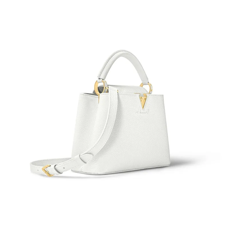 LOUIS VUITTON Capucines Taurillon Leather Handbag Detachable Shoulder Bag, Crossbody Bag Women's Snow-2