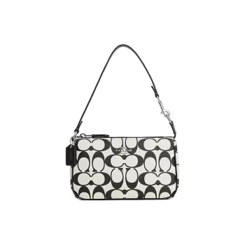 COACH Nolita Artificial Leather One Shoulder Handbags Small Size Women's Black & White