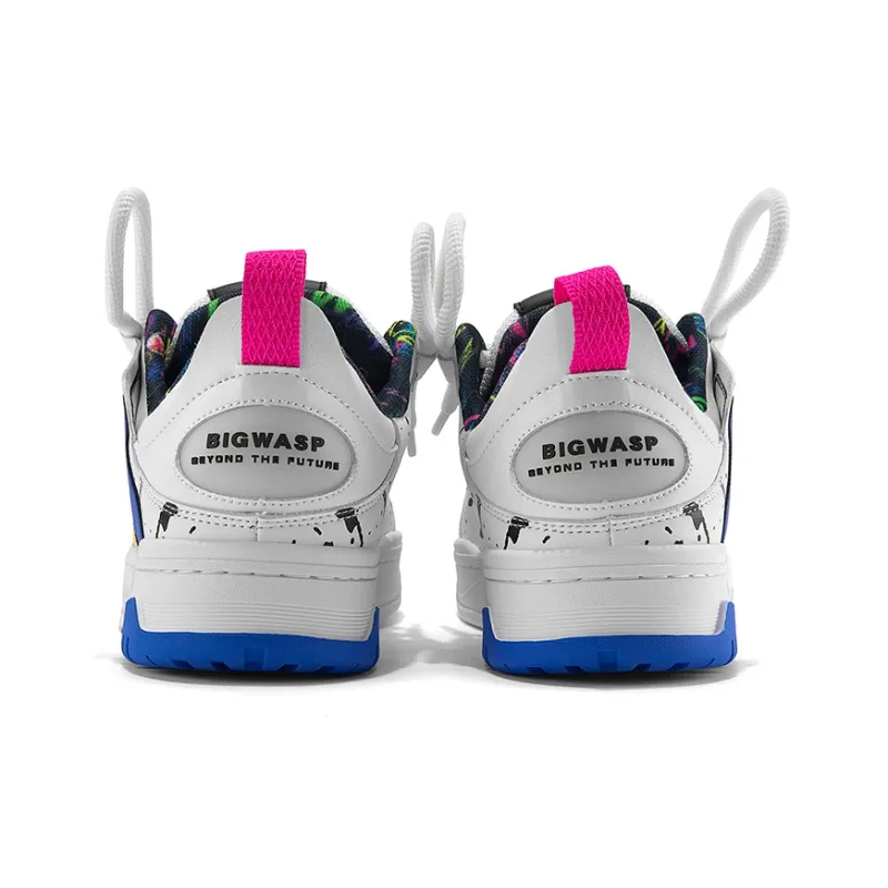 XOJV x BIGWASP Letter Puffy Shoes Anti Slip Wear Resistant Low Top Skateboard Shoes Unisex White Blue-4