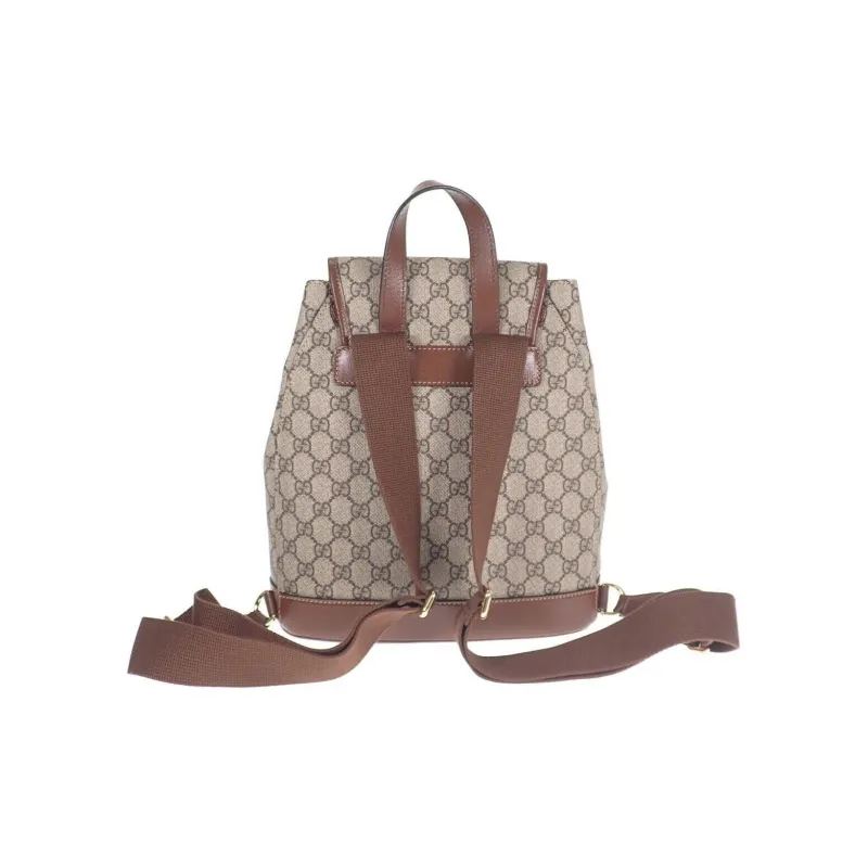 GUCCI GG Retro Series Canvas With Leather Backpack Regular Unisex Ebony/Brown-3