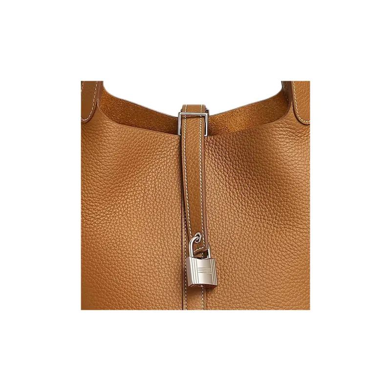 HERMES Picotin Leather Bucket Bags Handbags Women's 37 Gold Gold Brown-1