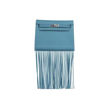 HERMES Kelly Danse Swift Leather Crossbody Bag Women's 75 Bley Jean Denim Blue