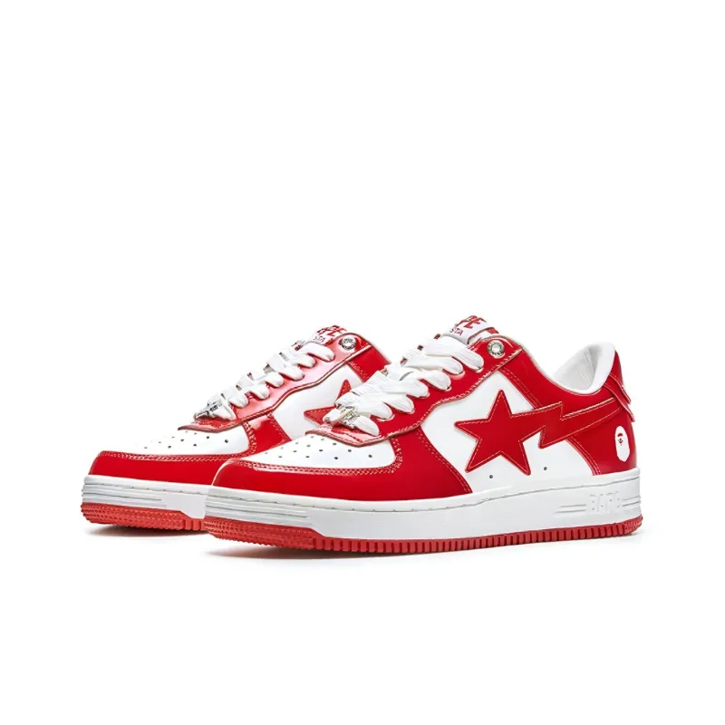 A BATHING APE STA Stylish Skateboarding Shoes Men's Red White-2